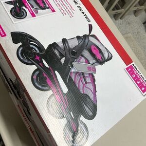 Kids Adjustable Inline Skates - Pink and Black